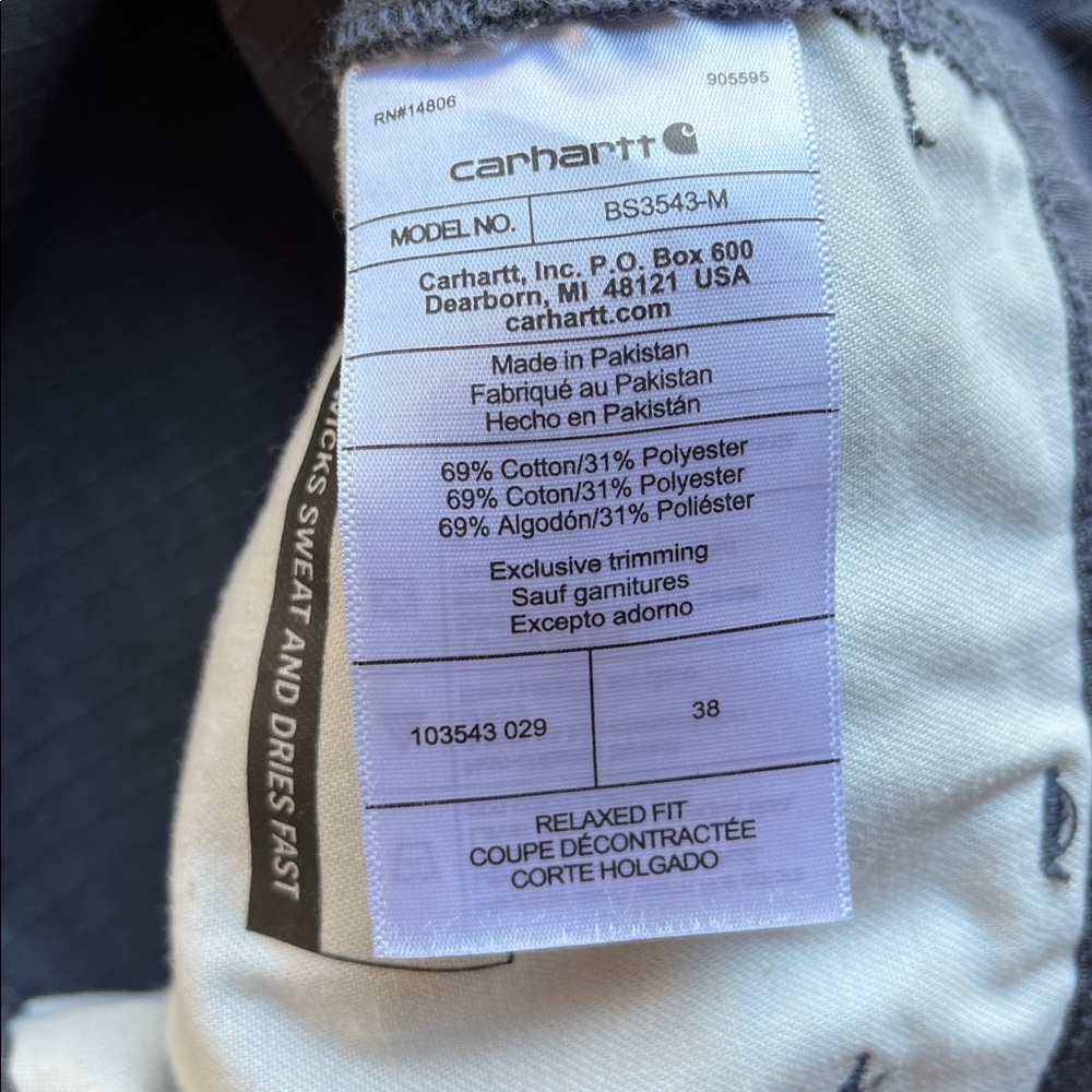 NWT Carhartt Dark Gray Ripstop Cargo Shorts Size 38 - Picture 13 of 16